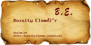 Bozsity Elemér névjegykártya